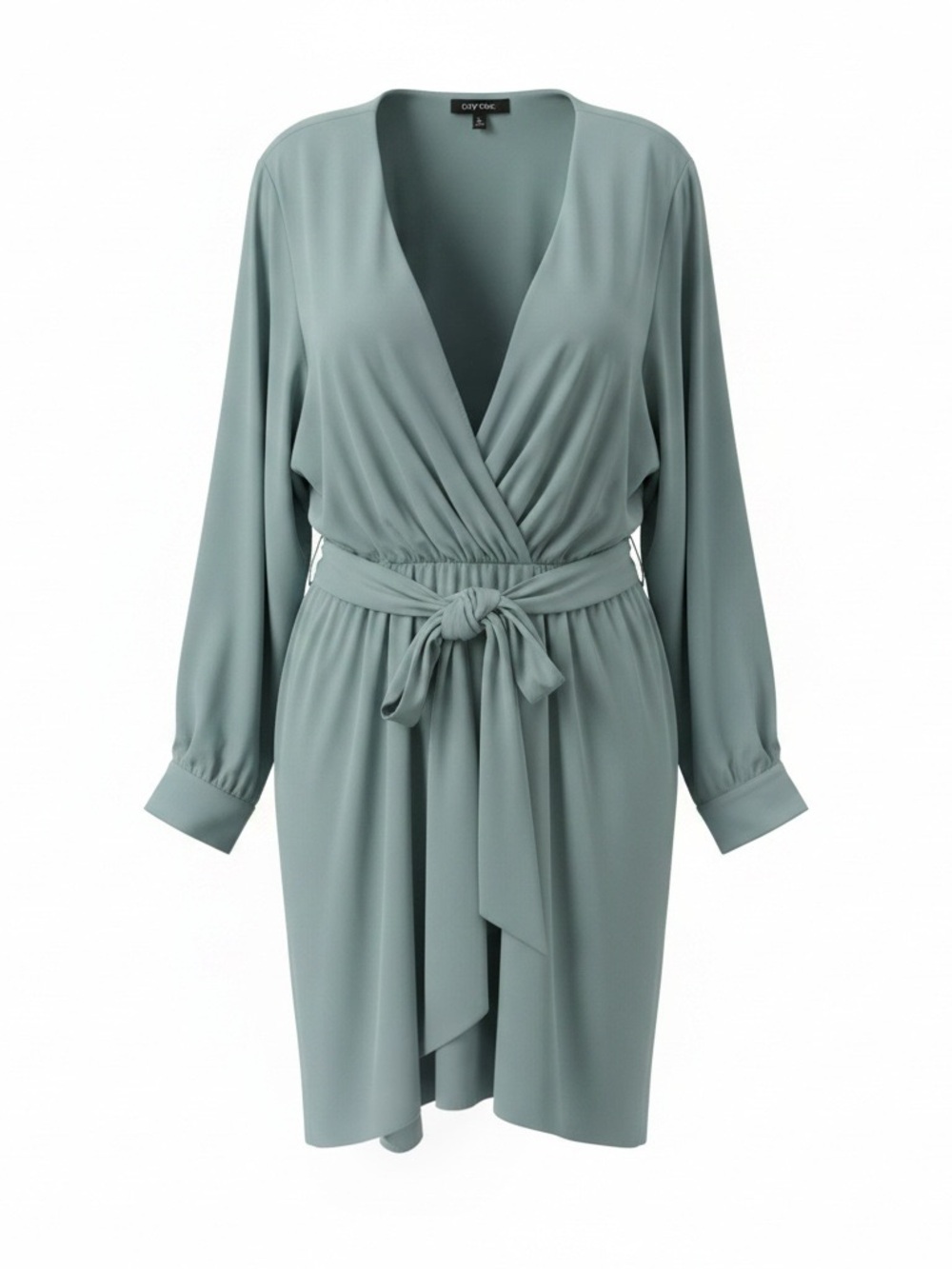 City Chic Green Wrap Top with Tie Waist